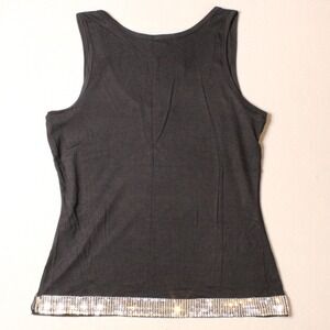 Bogari Womens Black Tank Top Size M NWT Sequin Hem Sleeveless Party Top